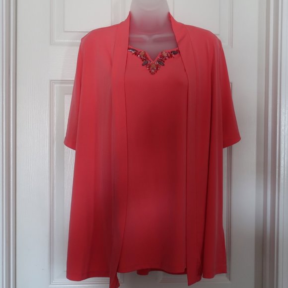 Susan Graver Tops - Susan Graver Coral Jacket & Top